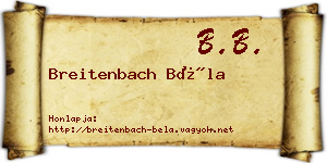 Breitenbach Béla névjegykártya